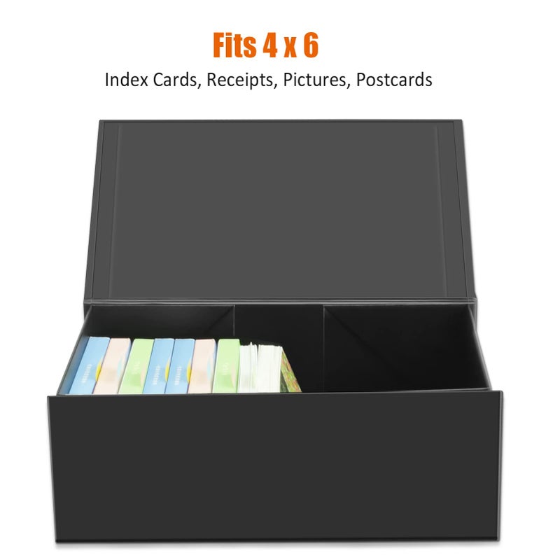 tutata 4X6 Index Card Holder  Index Card Storage Box 4 x 6 Inches  Fits 1200 Flash Cards - 2 Pack  Black - Image 2